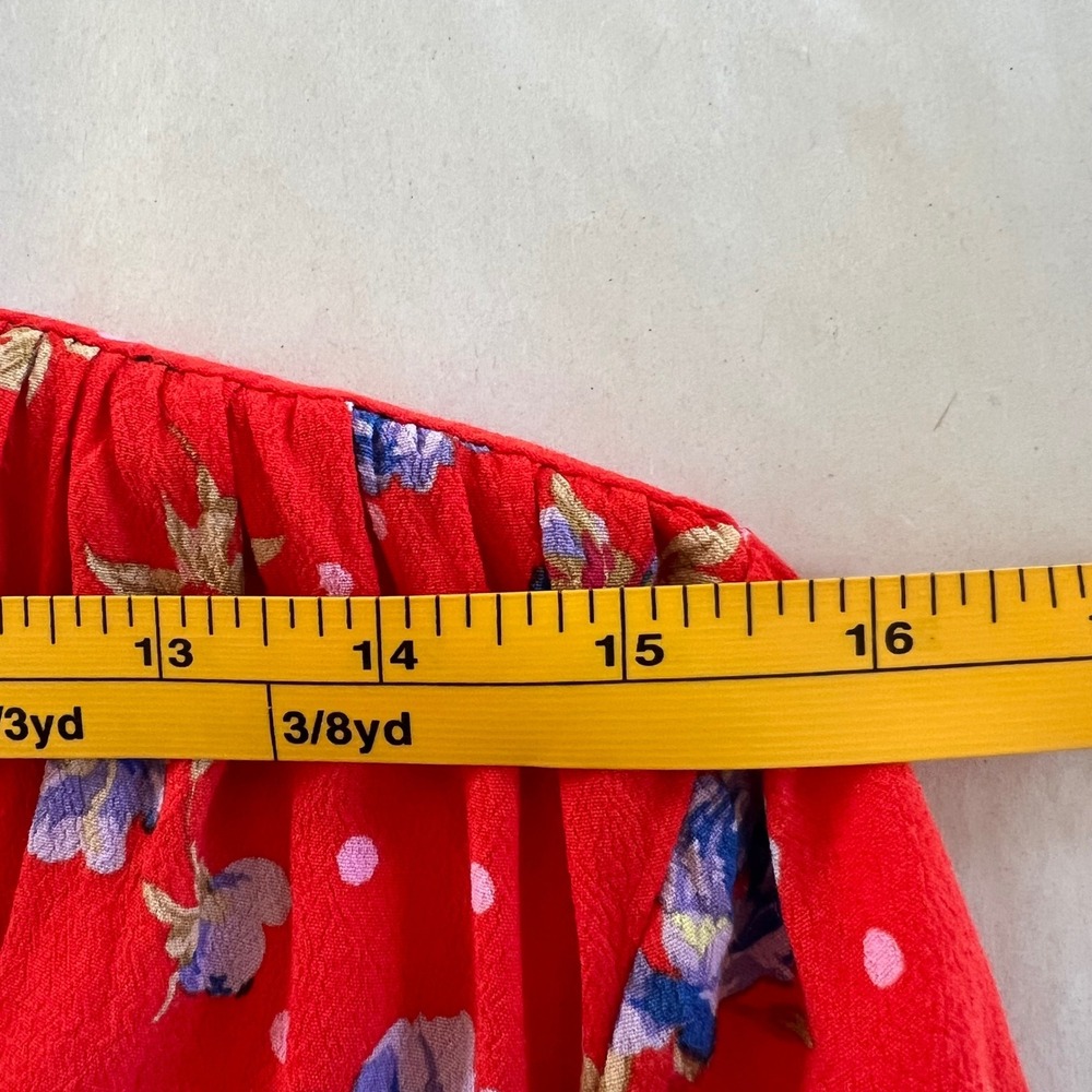 Zara Floral Mini Dress Wrap Long Sleeve Red Blue Polka‎ Dot M - Picture 10 of 12
